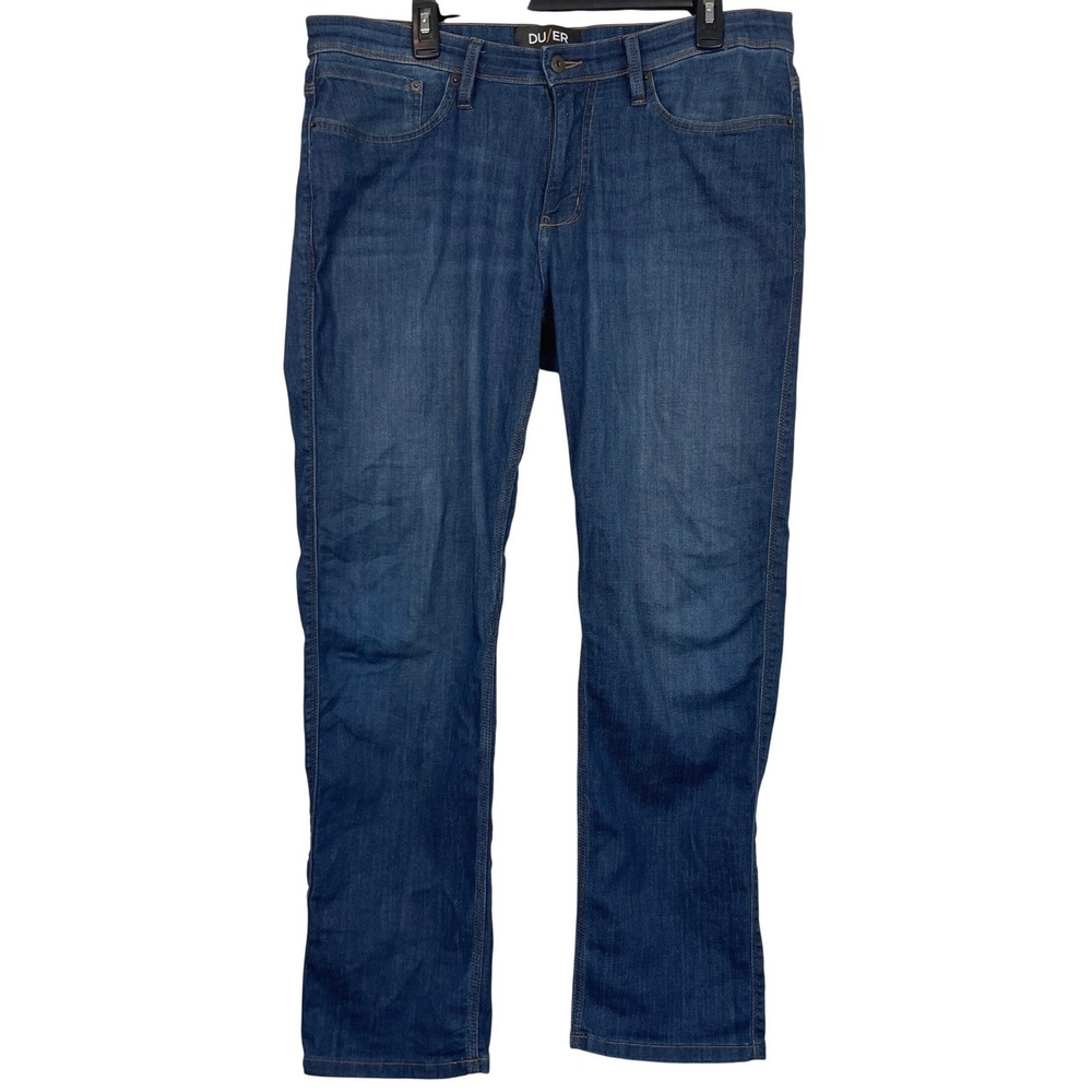 DU/ER Slim Straight Jeans Lite Performance Denim 34x30 Dark Wash Blue Stretch